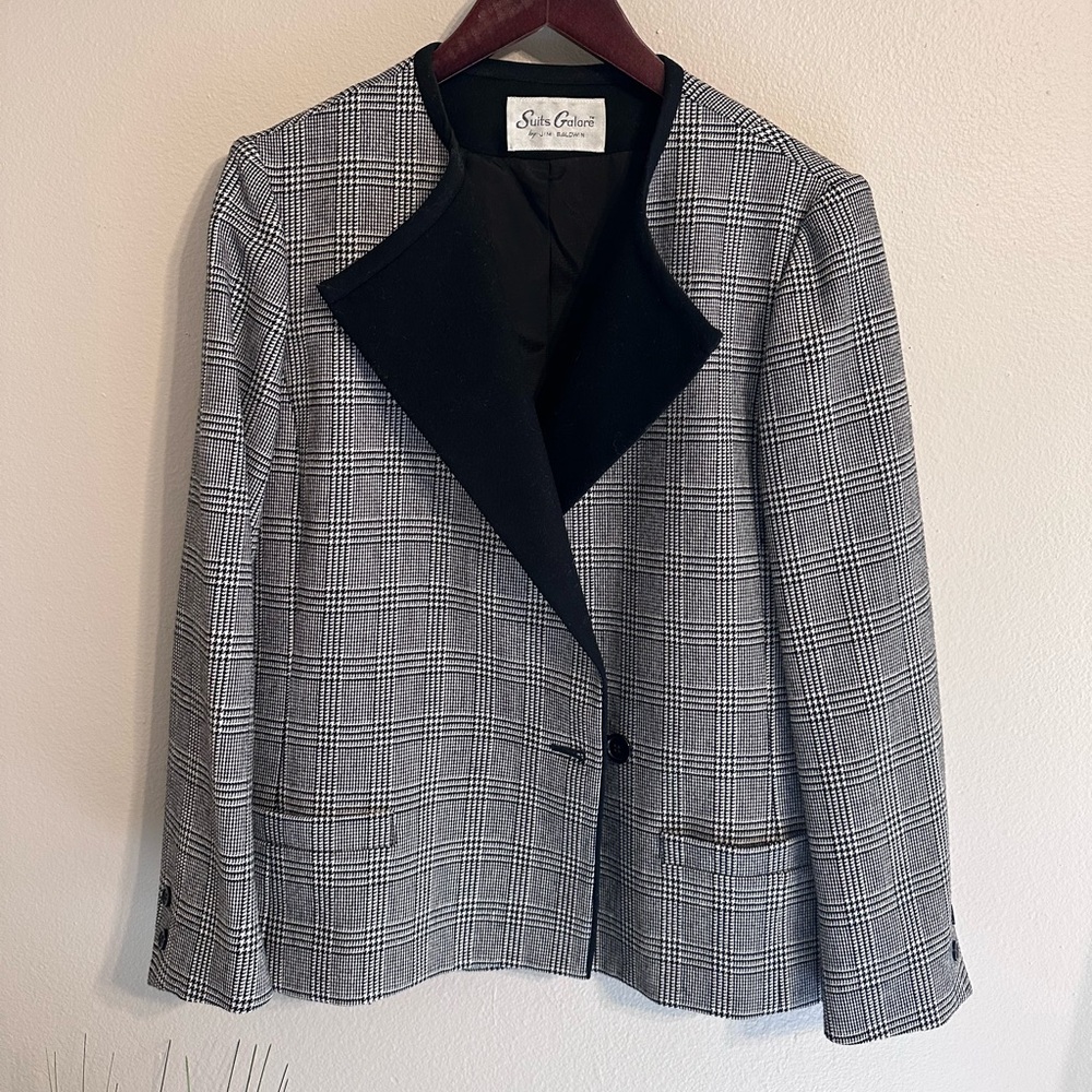 Vintage Saks Fifth Avenue Women's Gray Plaid Jacket 14